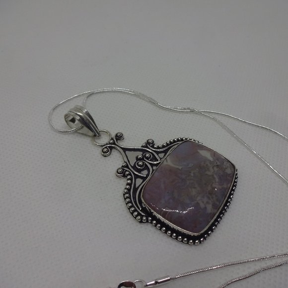 Feminine "MOOKAITE JASPER" Handmade Sterling Pendant on a 18" Chain #447 - Picture 1 of 3